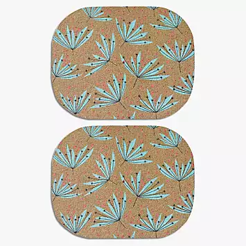 MissPrint Set of 2 Wildflower Cork Placemats | Kaleidoscope