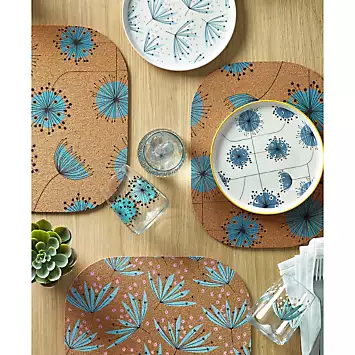 MissPrint Set of 2 Wildflower Cork Placemats | Kaleidoscope