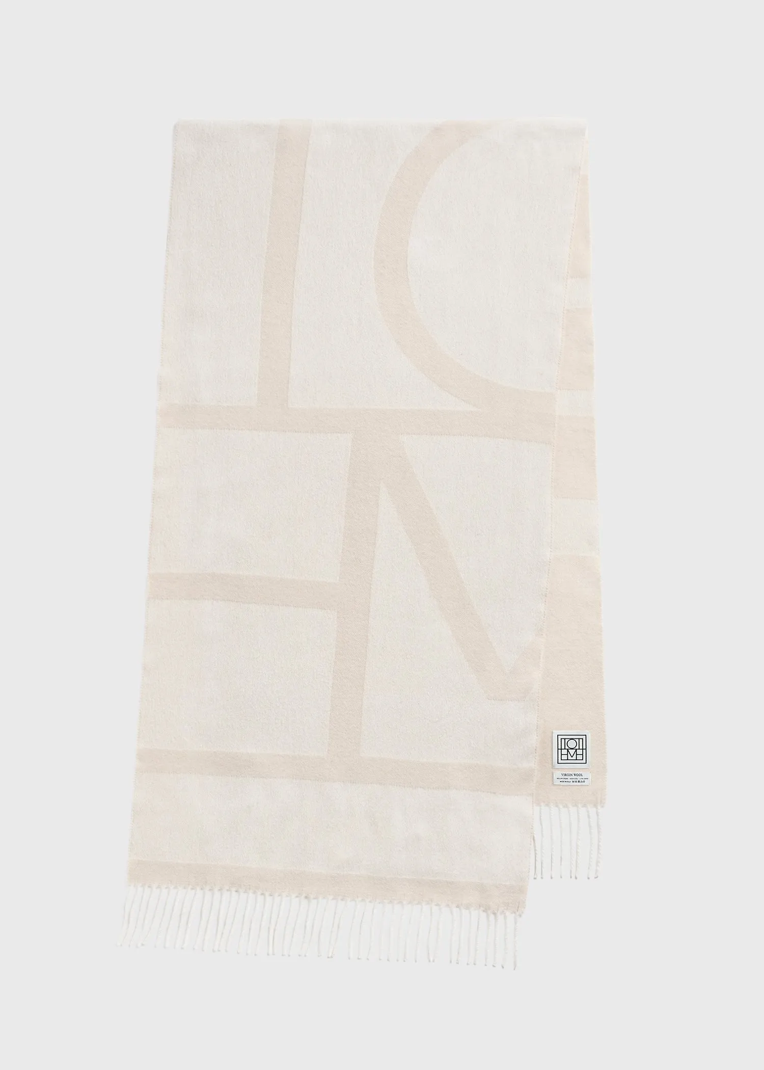 Monogram jacquard wool scarf eggnog