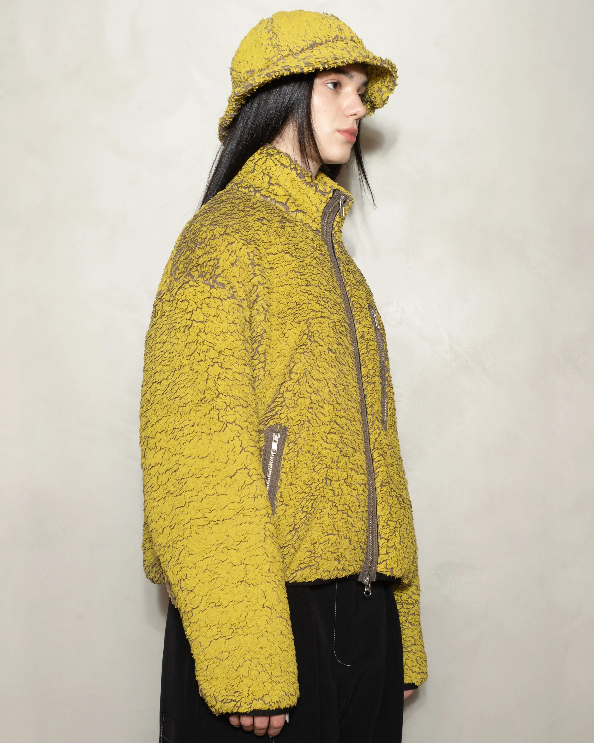 Mustard Painted Sherpa Jacket