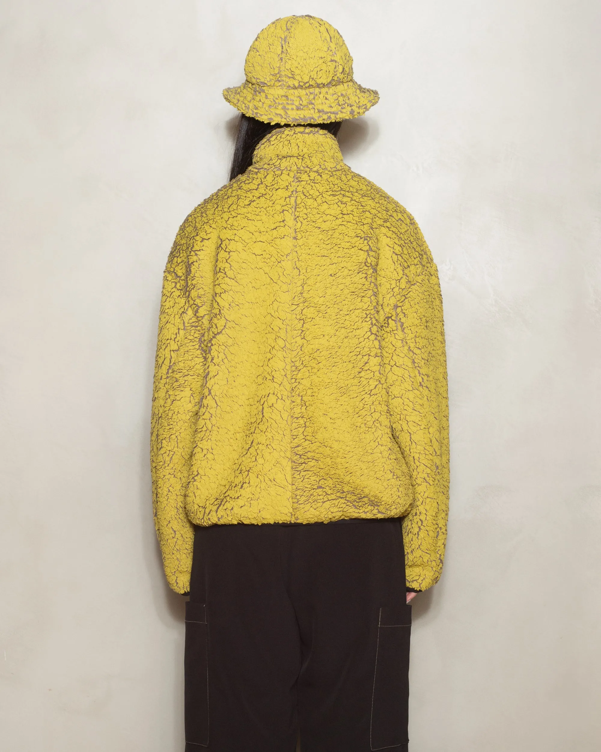 Mustard Painted Sherpa Jacket