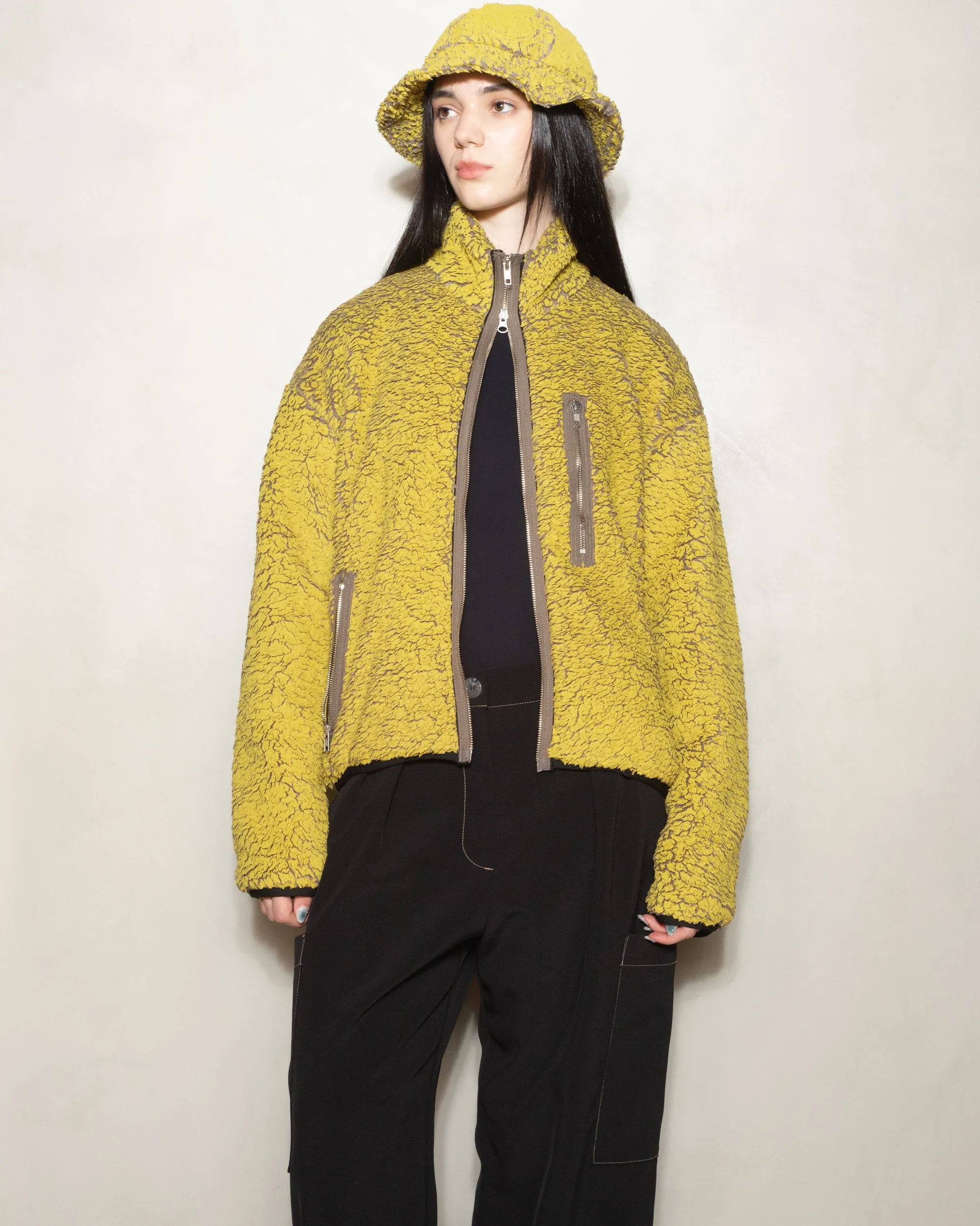 Mustard Painted Sherpa Jacket