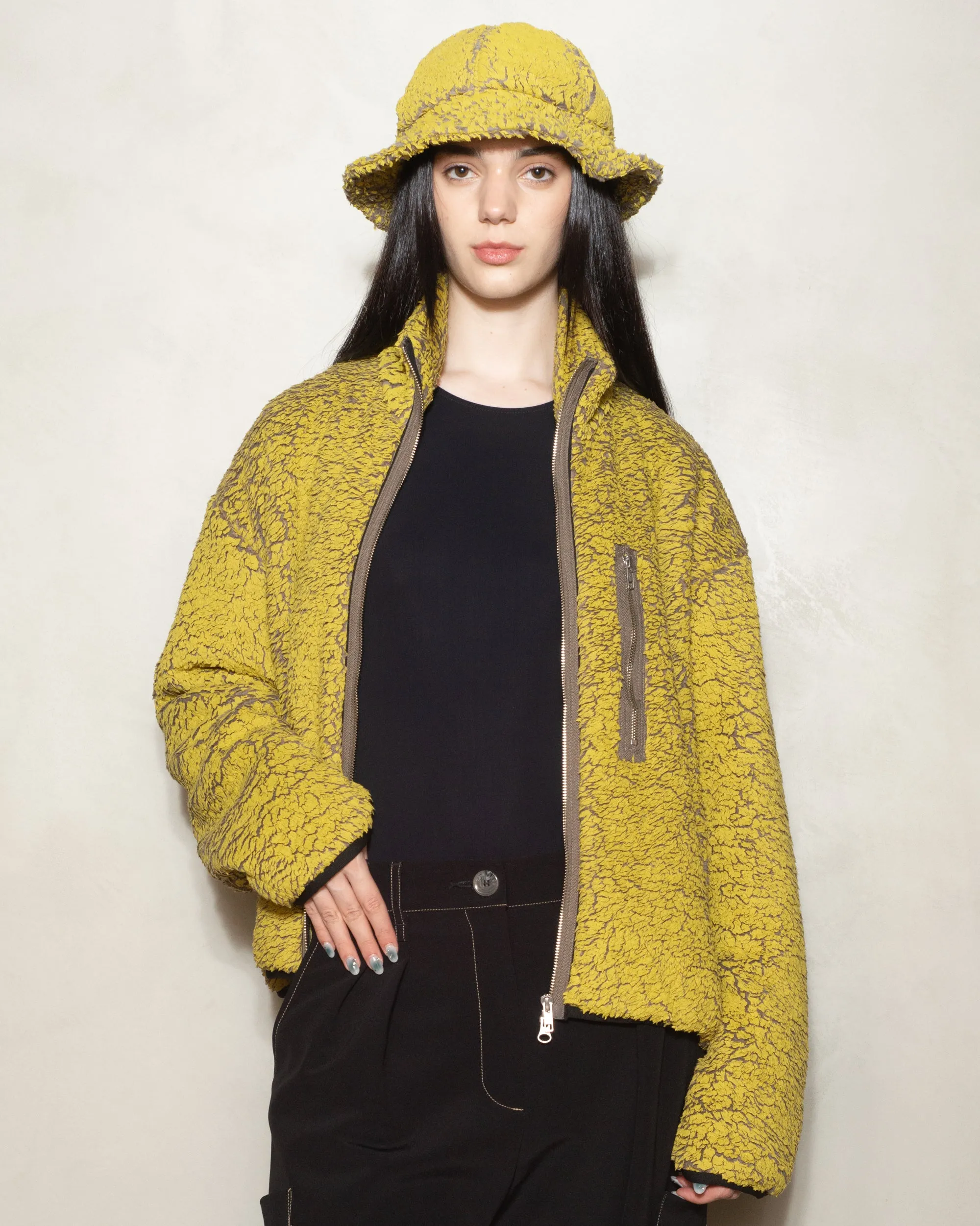 Mustard Painted Sherpa Jacket