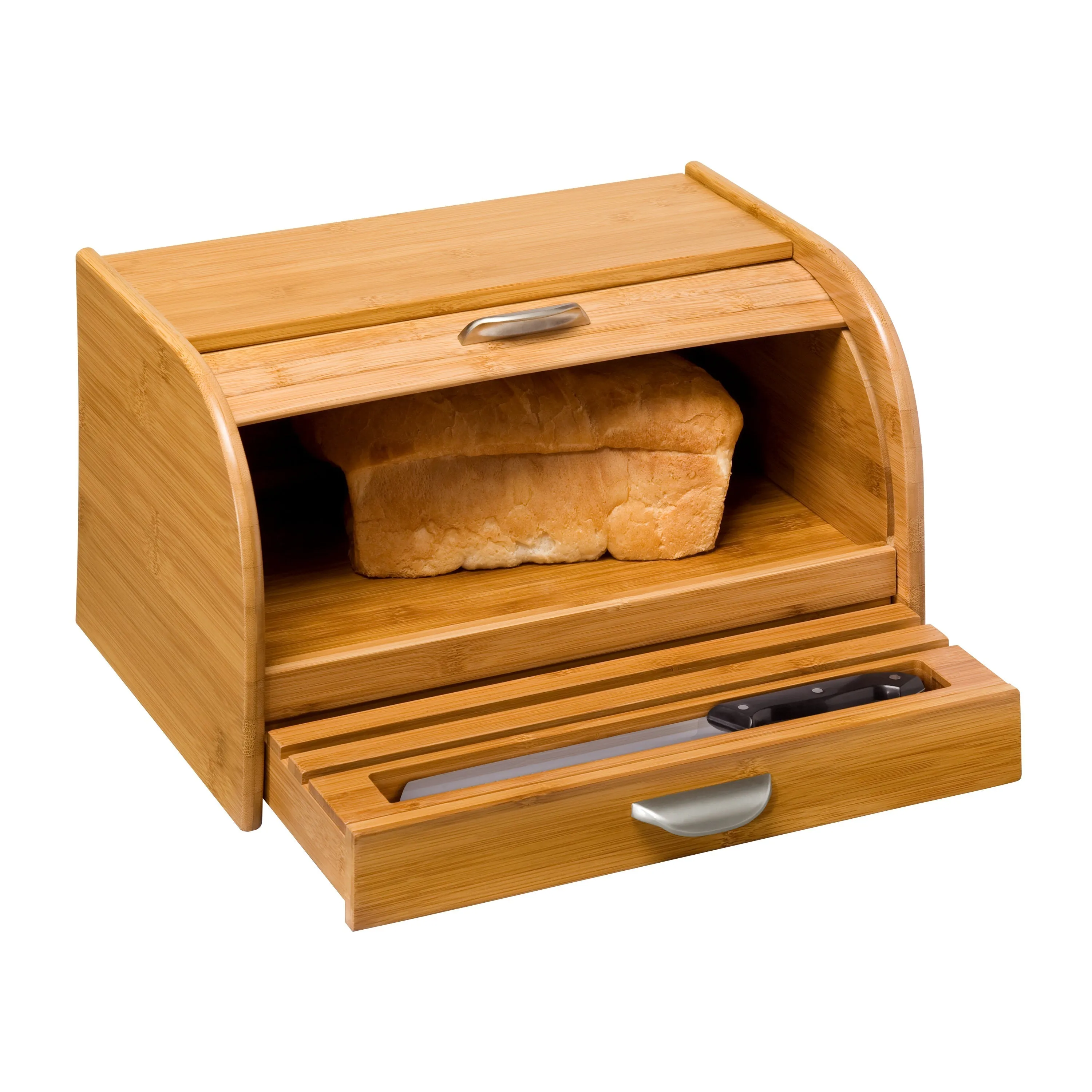 Natural Bamboo Bread Box with Cutting Board