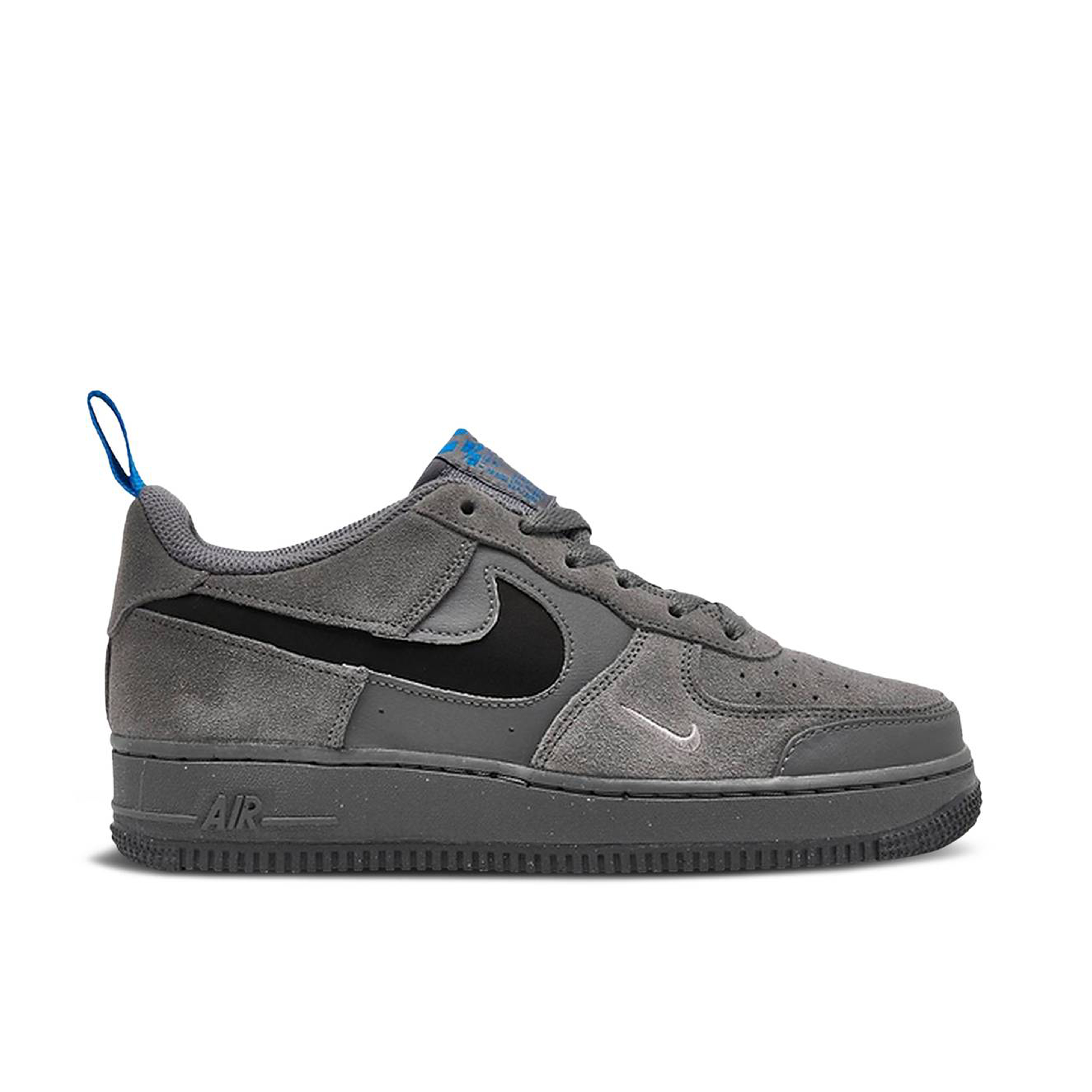 Nike Air Force 1 Low Cut Out Swoosh Smoke Grey GS | DQ1097-001 | Laced