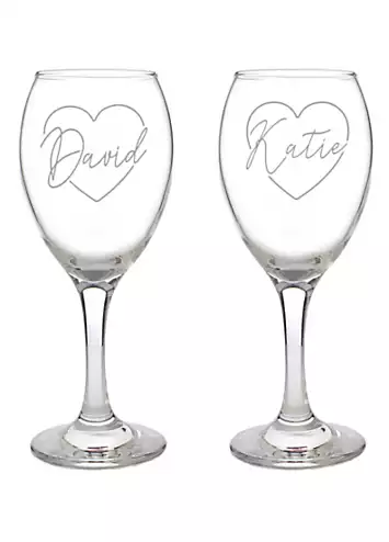 Personalised Momento Personalised Heart Wine Glass Set | Kaleidoscope