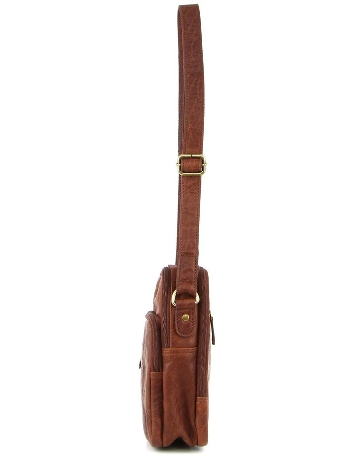 Rustic Leather Cross-Body Bag in Chestnut