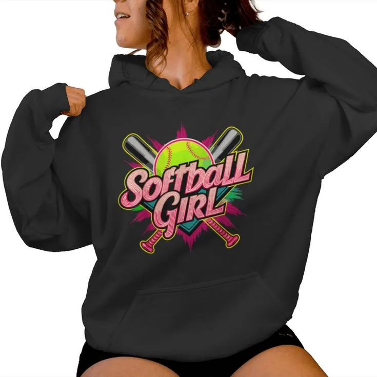 Softball Girl Player Softball Fan Women Hoodie