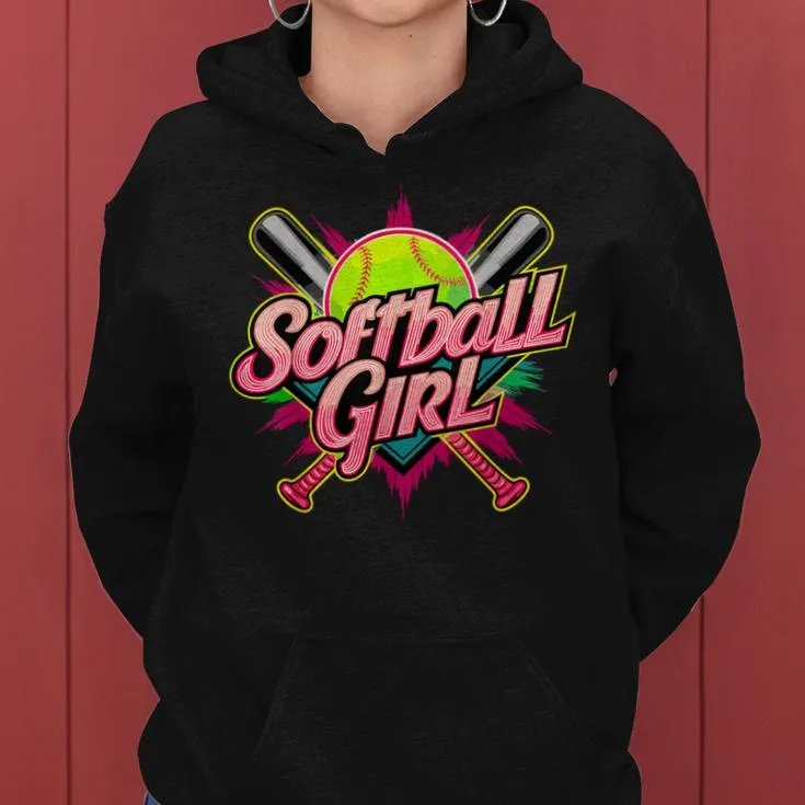 Softball Girl Player Softball Fan Women Hoodie