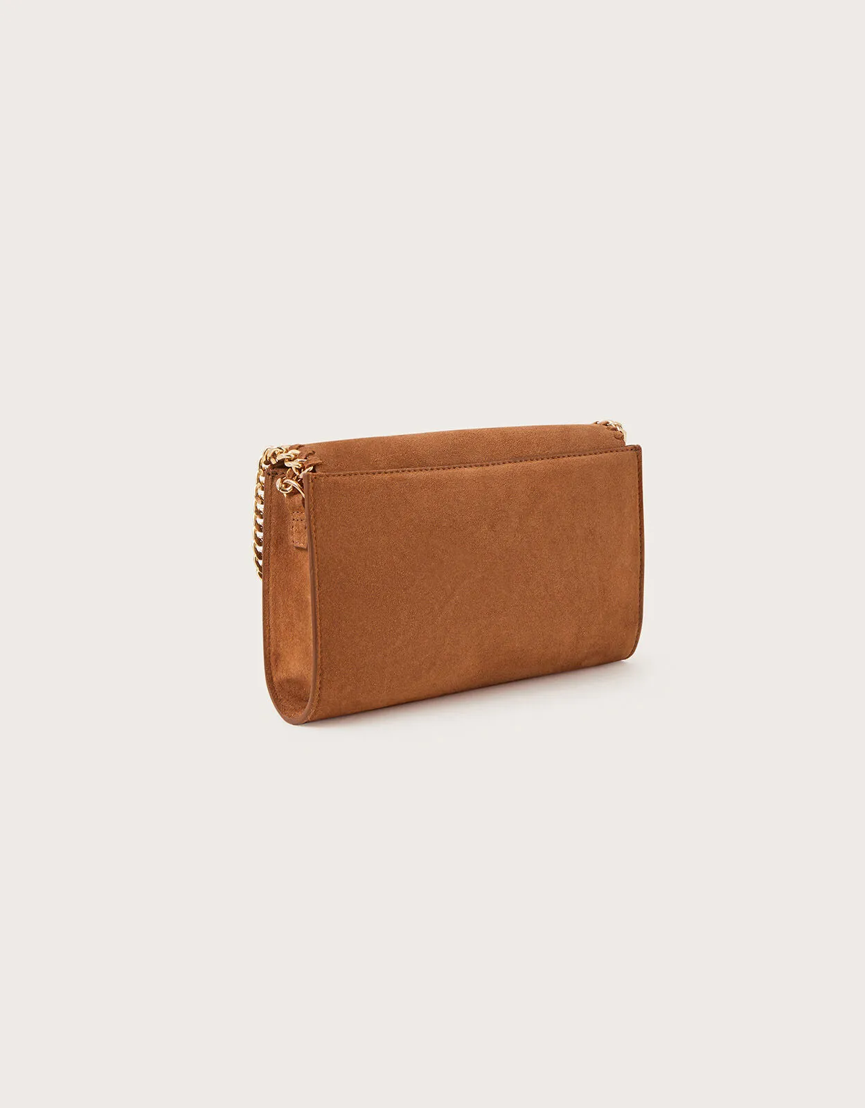 Suede Chain Cross-Body Bag Tan