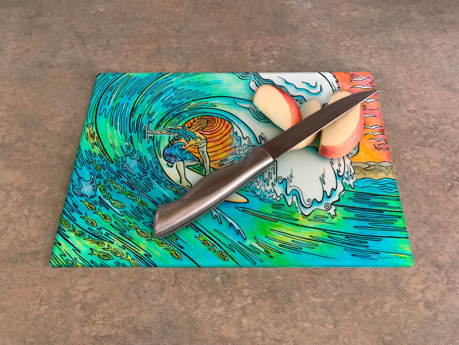 Sunset Surfer Cutting Board