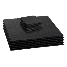 Table Linen & Mats | 12 Piece Square Slate Placemats & Coasters Set | Argon Tableware