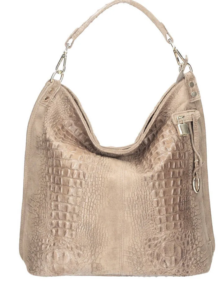 Taupe cowhide leather bag luisa