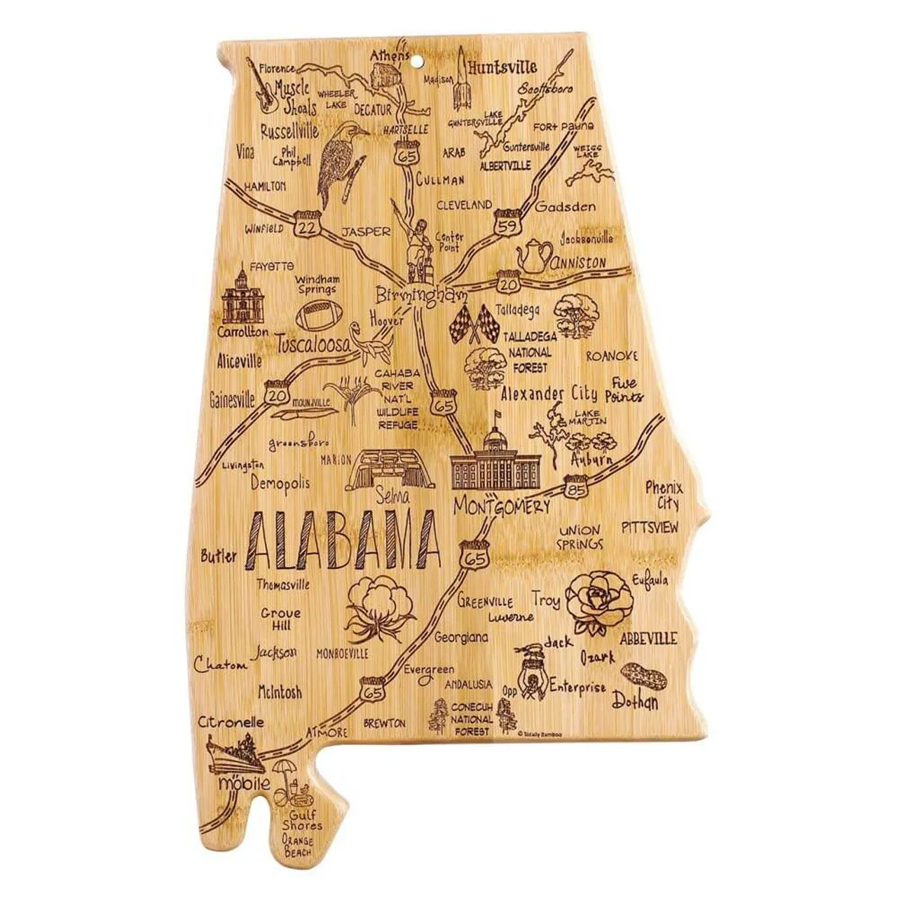 Totally Bamboo Alabama Destination Cutting Board