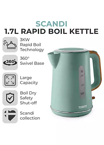 Tower 1.7L Jug Kettle 3000W T10037JDE - Jade Green | Kaleidoscope