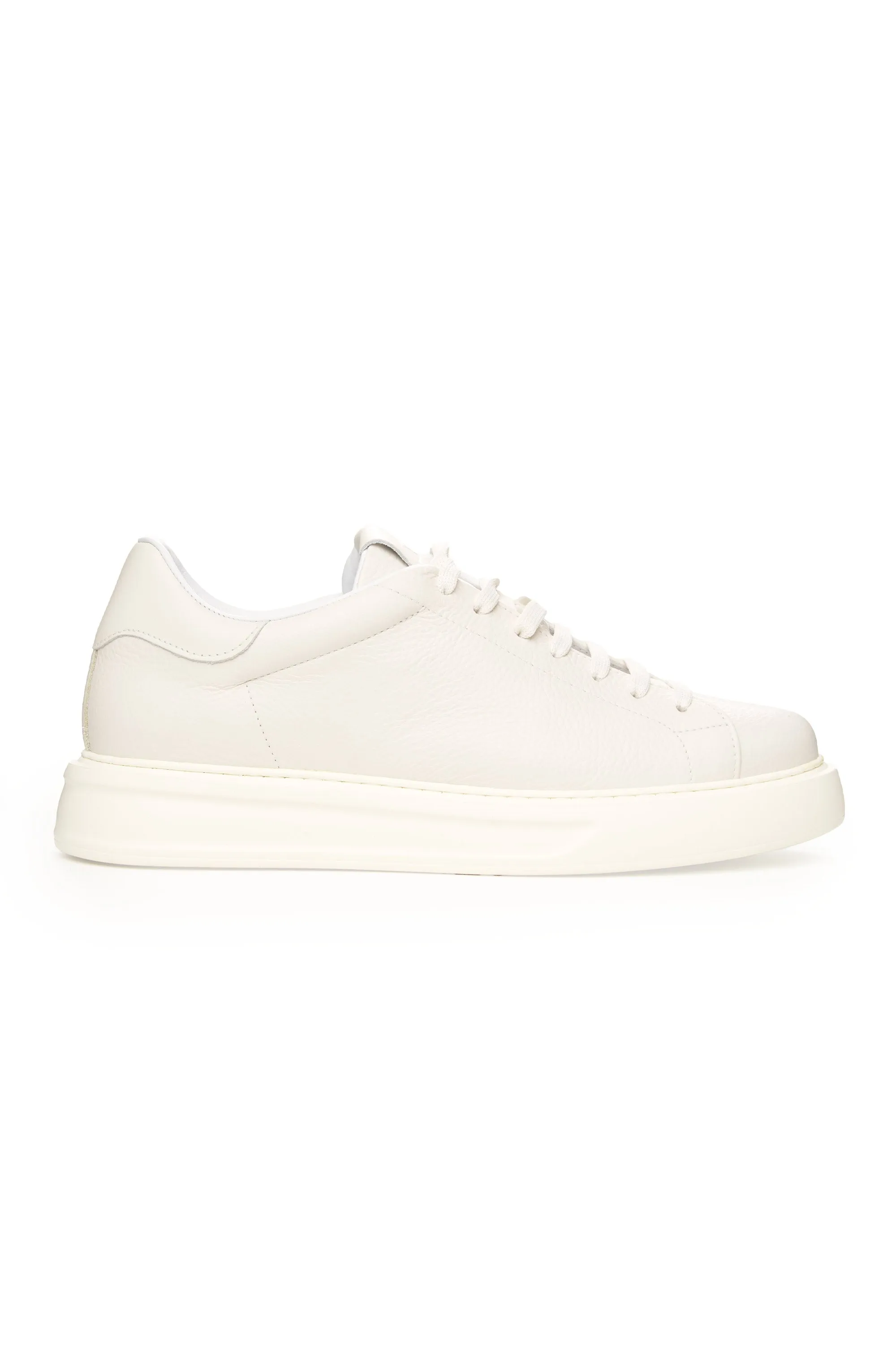 Tumbled-Leather Platform Sneakers