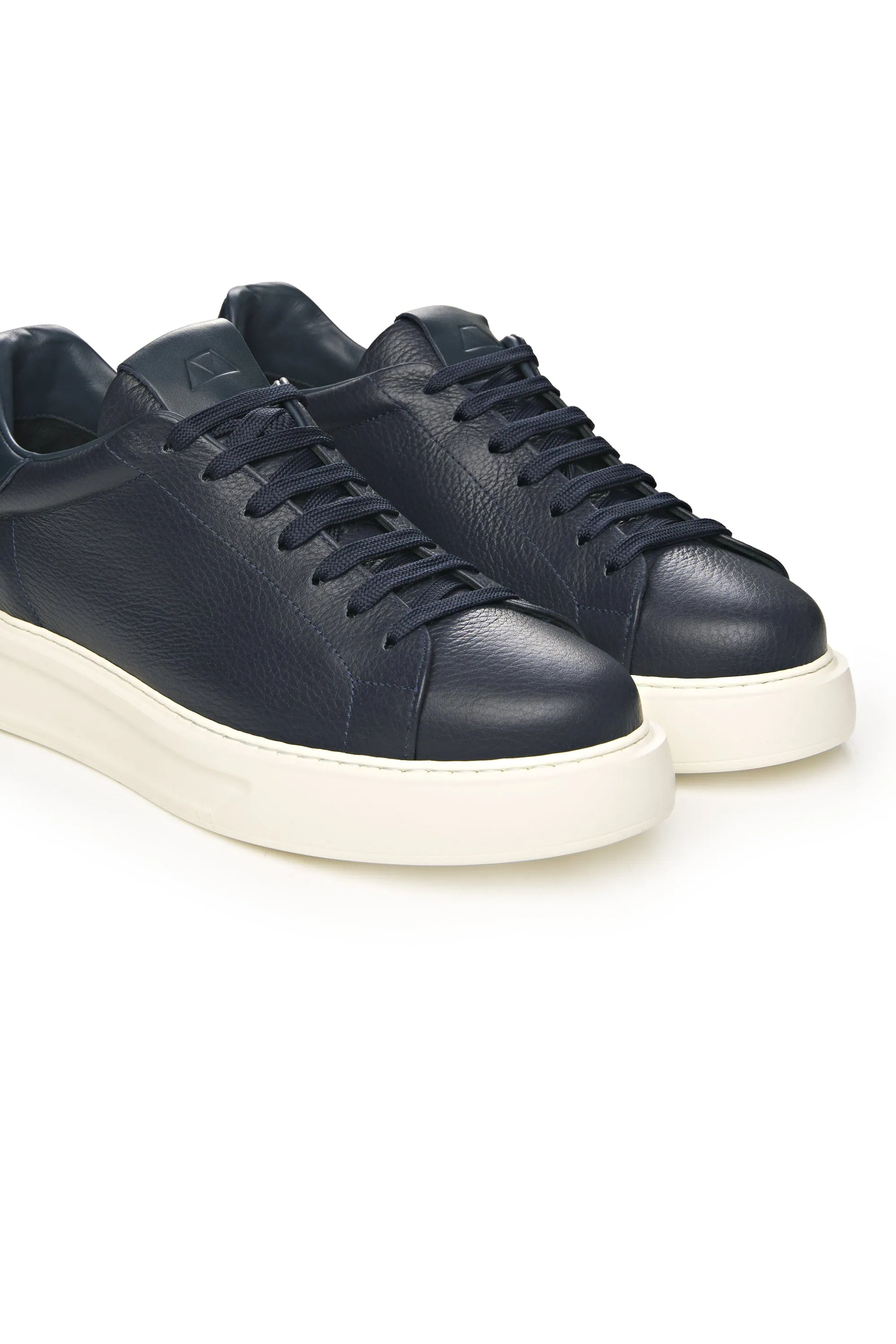 Tumbled-Leather Platform Sneakers