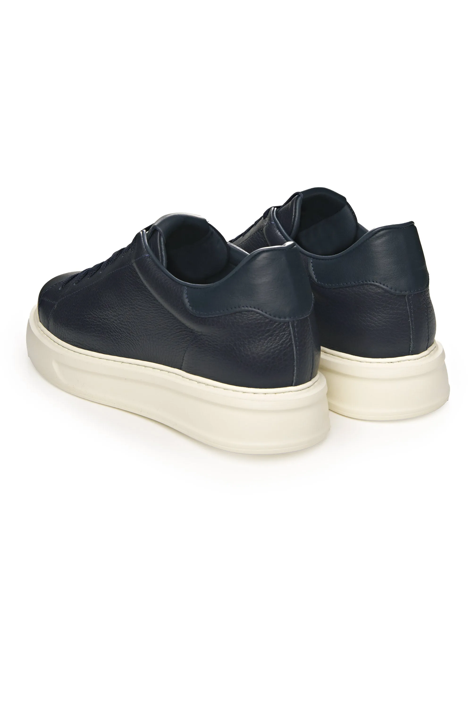 Tumbled-Leather Platform Sneakers