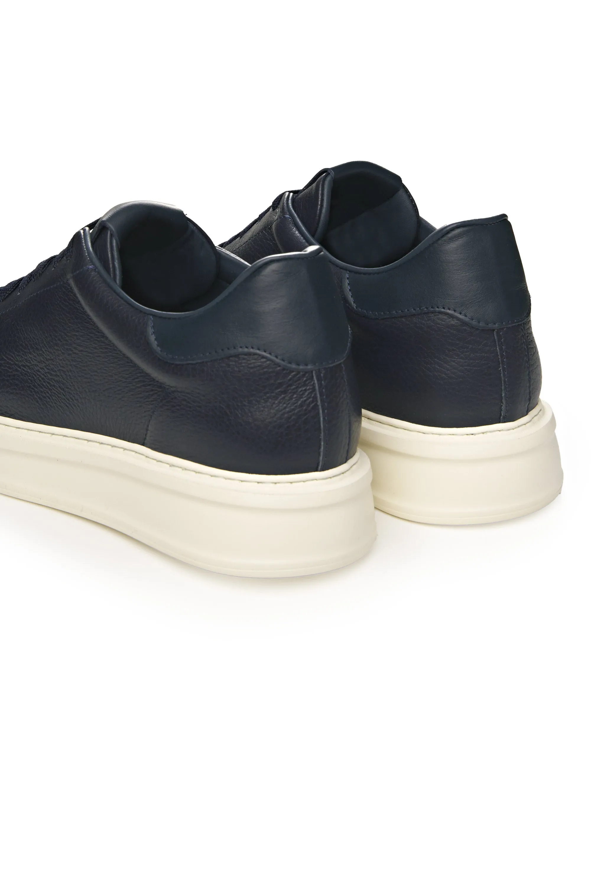 Tumbled-Leather Platform Sneakers