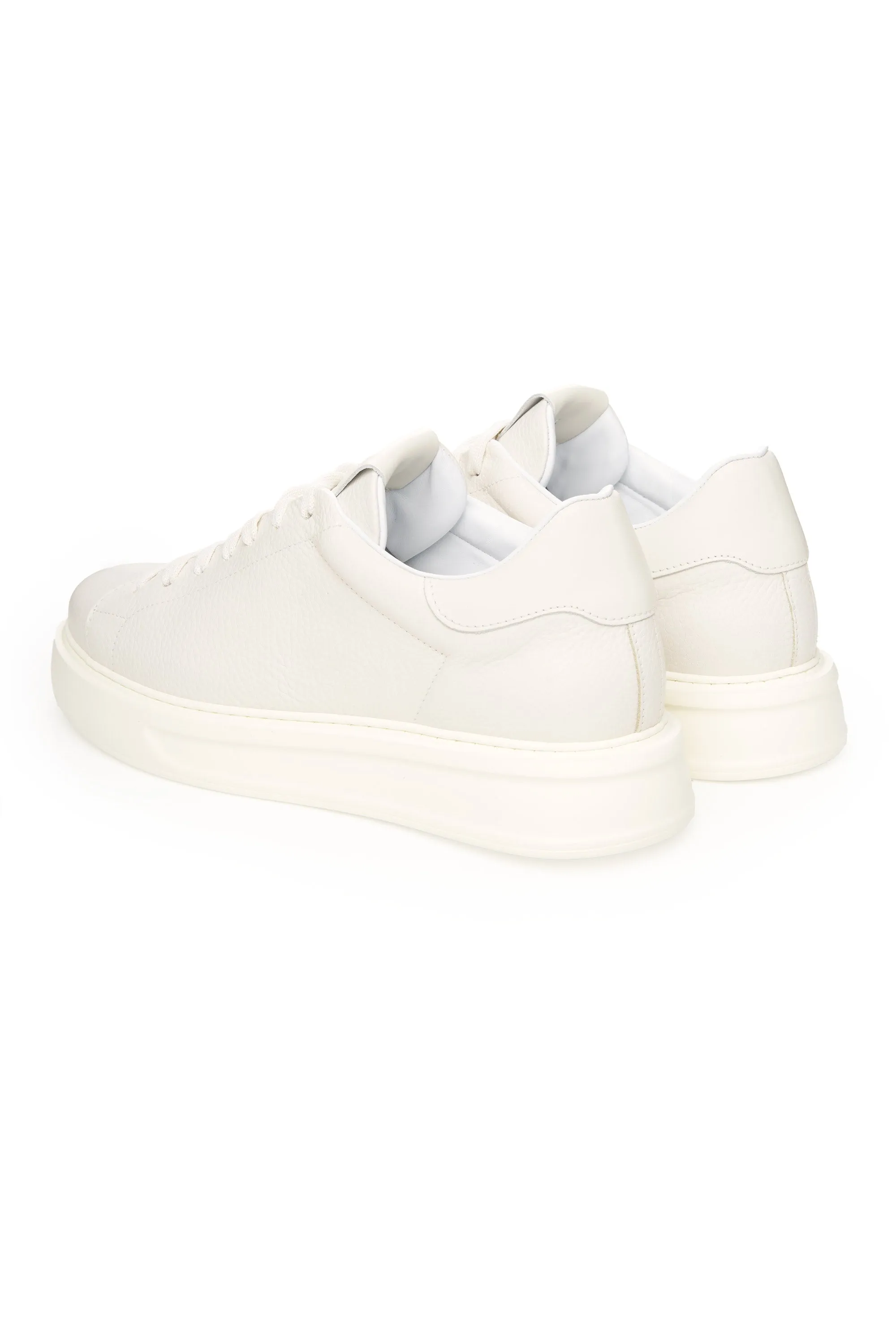 Tumbled-Leather Platform Sneakers