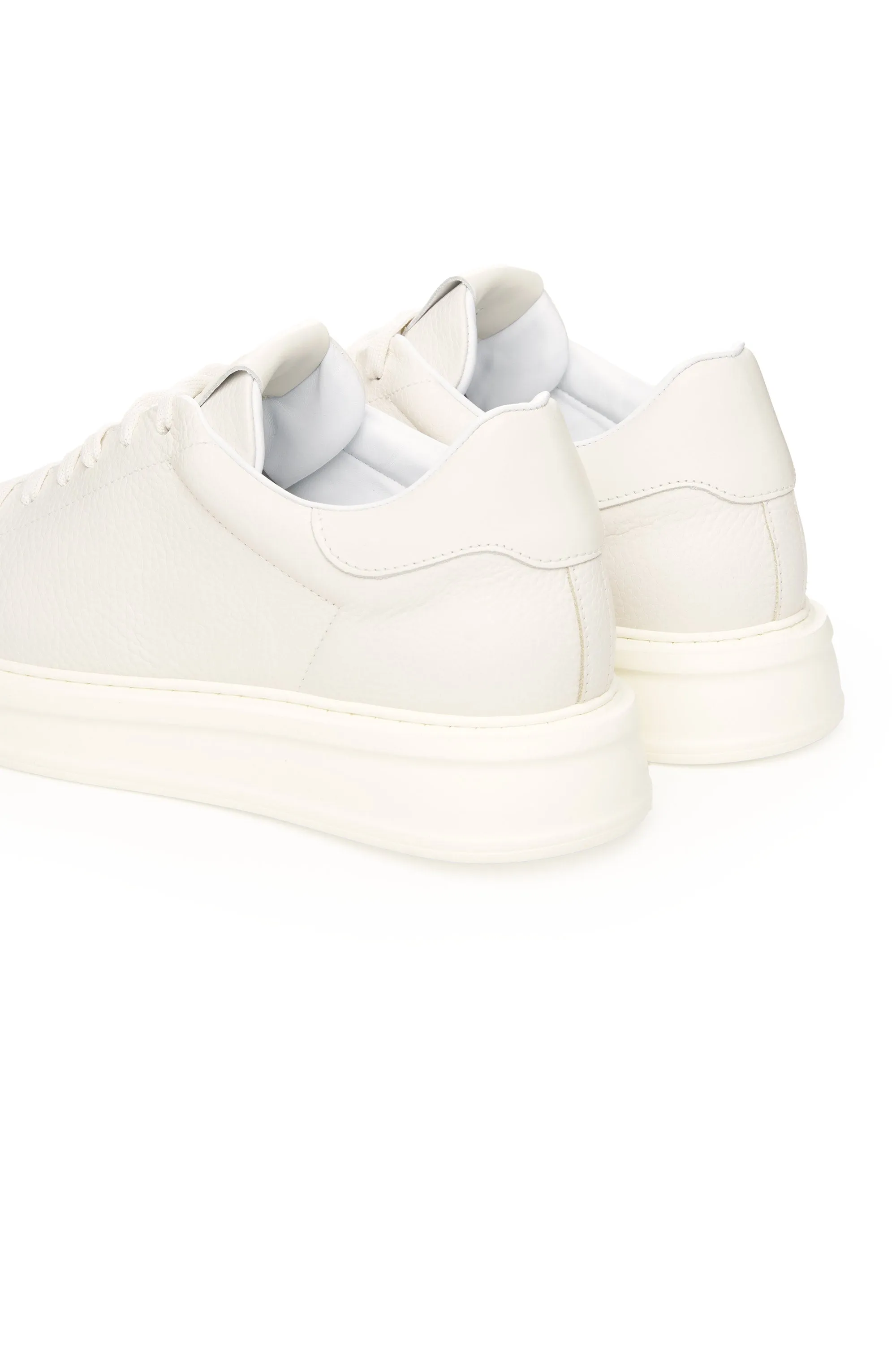 Tumbled-Leather Platform Sneakers