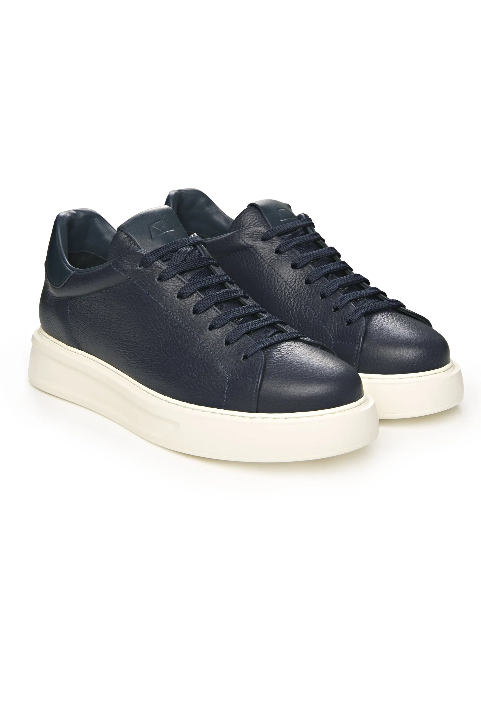 Tumbled-Leather Platform Sneakers