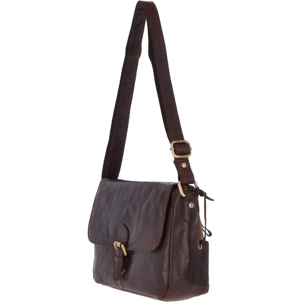 Vintage Leather Cross Body Shoulder Bag Brandy – G22