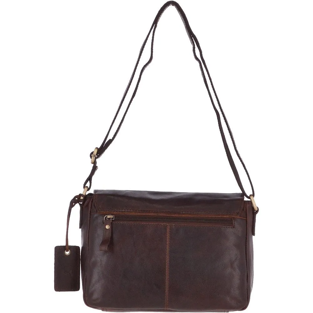 Vintage Leather Cross Body Shoulder Bag Brandy – G22