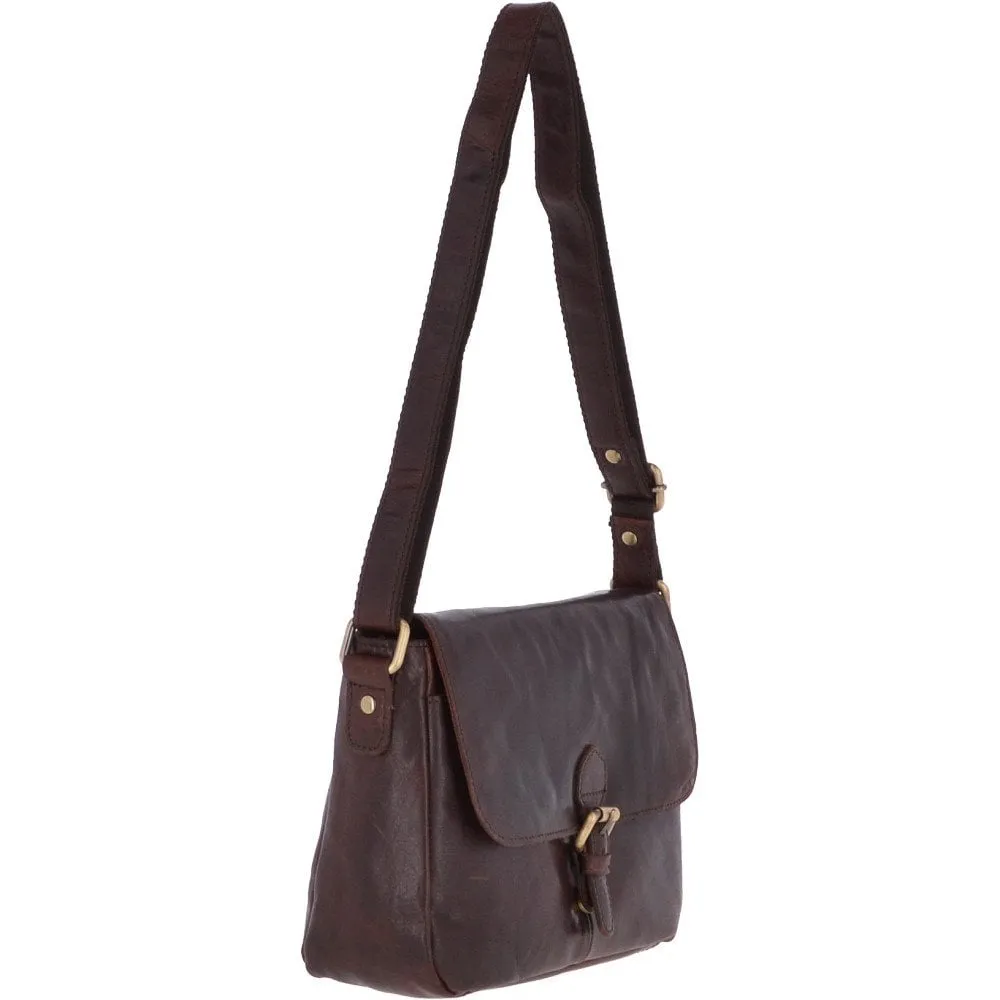 Vintage Leather Cross Body Shoulder Bag Brandy – G22