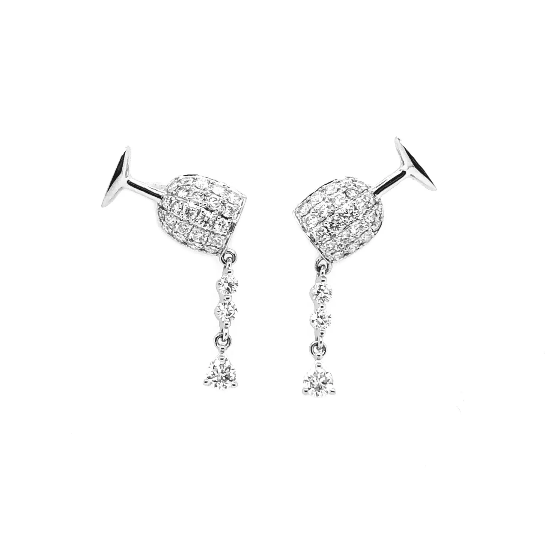 White Gold Diamond Wine Glass Earrings