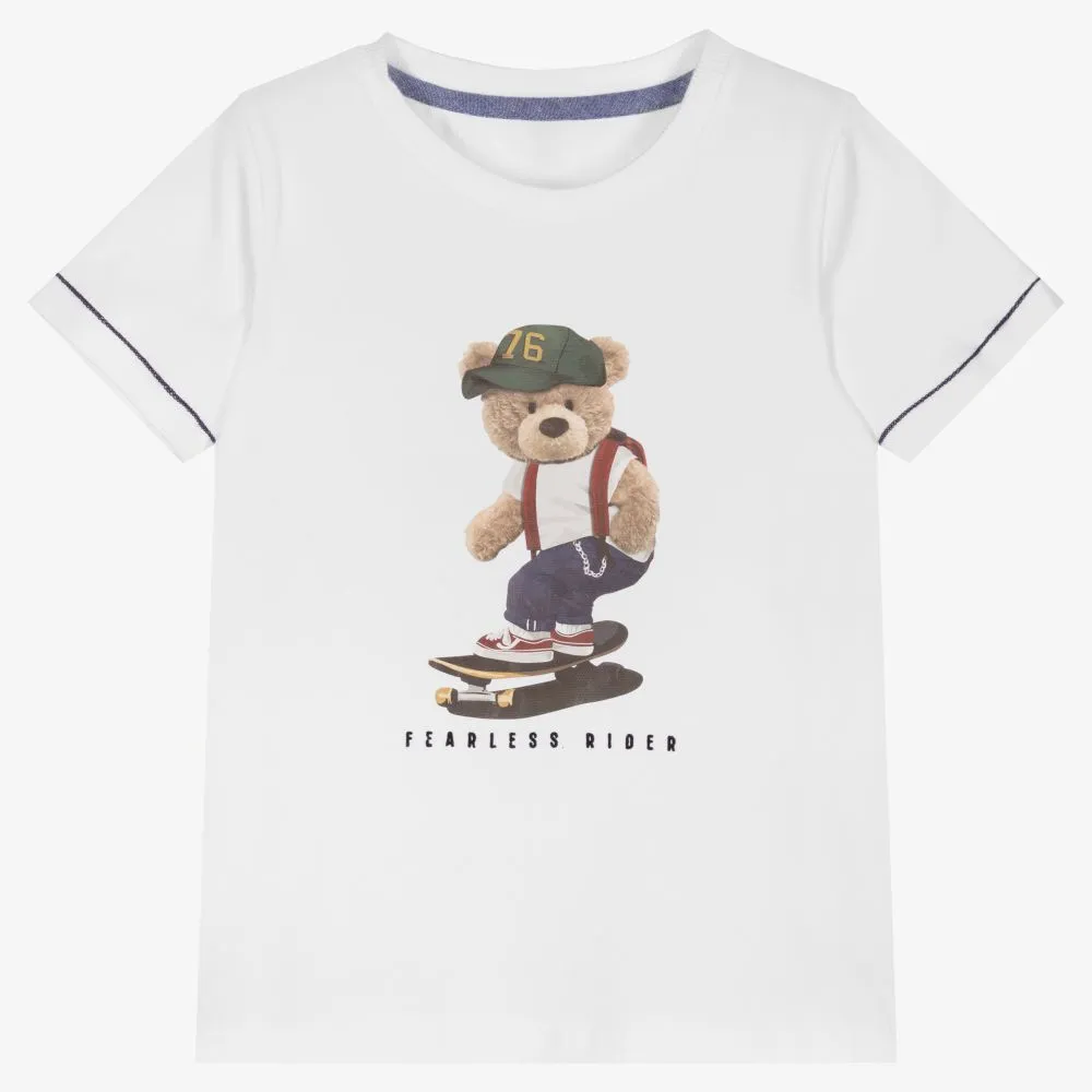 White Skateboard Bear T-Shirt