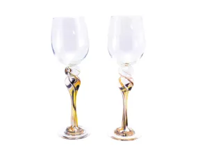 Wine Glass Pair (Gold/Black)