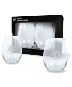 WINNIPEG JETS 2 PACK STEMLESS WINE GLASS SET