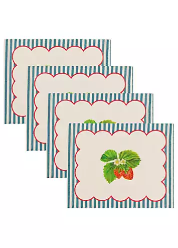 Wylder Nature Strawberry Stripes Set of 4 Table Placemats | Kaleidoscope