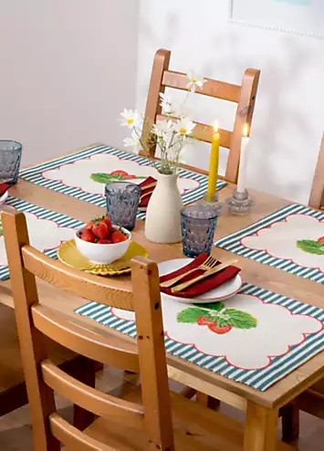 Wylder Nature Strawberry Stripes Set of 4 Table Placemats | Kaleidoscope