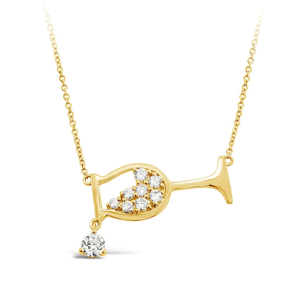 Yellow Gold Diamond Wine Glass Necklace