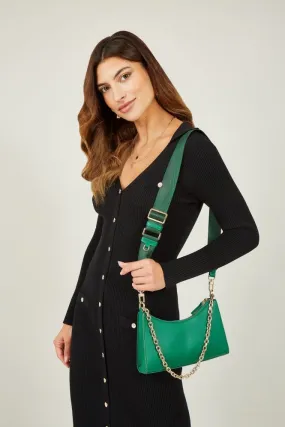 Yumi Green Cross Body Bag With Gold Chain